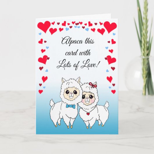 Alpaca's en Lamas Funny Valentijnsdag Kaart (Voorkant)