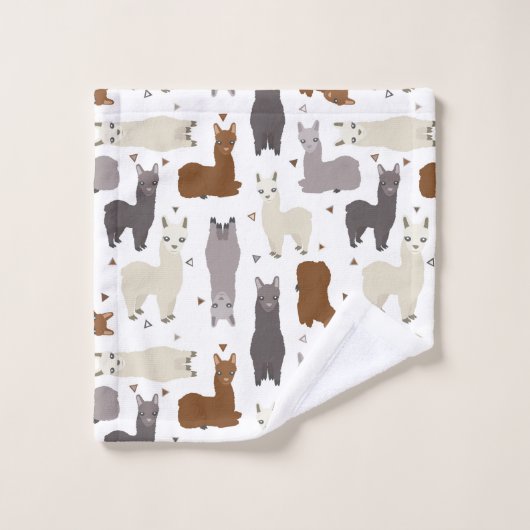 Alpacas Geo Pattern Bad Handdoek (Wasdoekje)