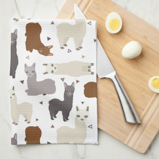 Alpacas Geo Pattern Theedoek (Quarter Fold)