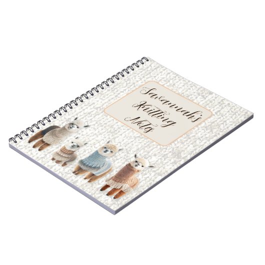 Alpacas in Sweaters Personalized Knitting Notitieboek (Linkerzijde)