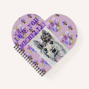 Alpacca llama Love You floral Nom mignon Carnet