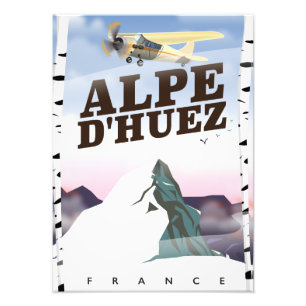 Alpe d'Huez, Frankrijk ski reisposter Foto Afdruk