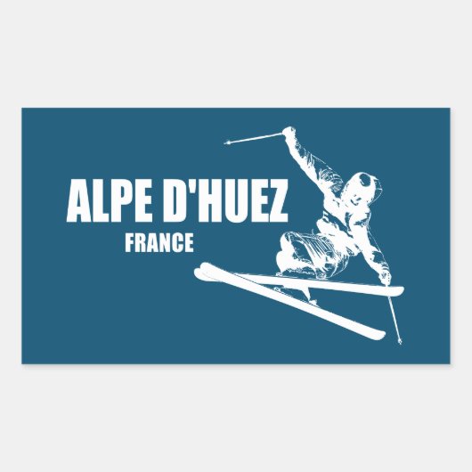 Alpe d'Huez Frankrijk Skiër Rechthoekige Sticker (Voorkant)