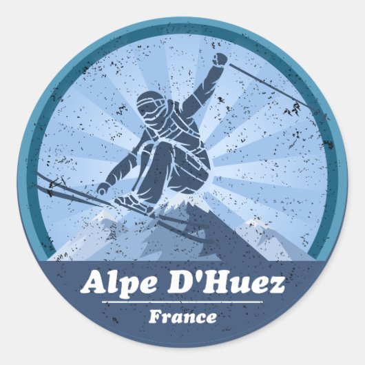 Alpe d'Huez Station de ski - Skieur Sticker (Devant)