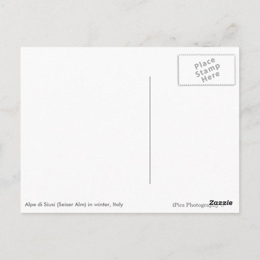 Alpe di Siusi en hiver noir carte postale (Dos)
