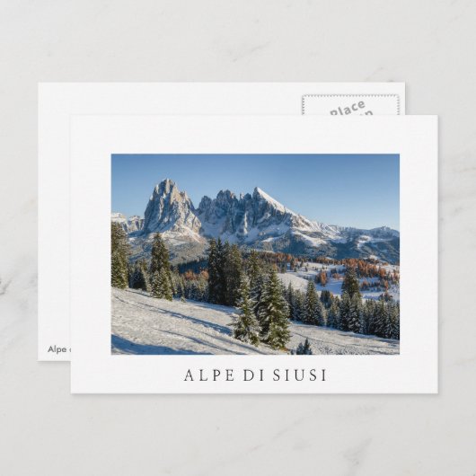 Alpe di Siusi winterlandschap wit briefkaart (Voorkant / Achterkant)