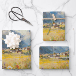 Alpen Bergdorp Landschaps Inpakpapier Vel