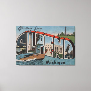 Alpena, Michigan - Grote letterscènes Canvas Afdruk