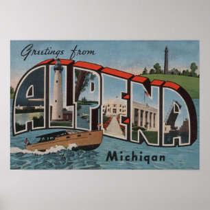 Alpena, Michigan - Grote lettertjes Poster