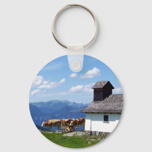 Alpenbergscène met AlpenKoeien Sleutelhanger