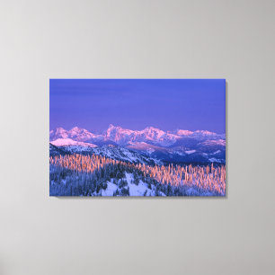 Alpenglow treft de toppen van Glacier Canvas Afdruk