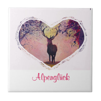 Alpenglück Hirsch Glasuntersetzer Tegeltje