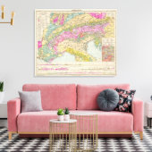 Alpenlander - Atlas-kaart van de Alpen Canvas Afdruk (Insitu (Woonkamer))