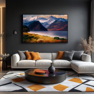 Alpenmeer bij zonsondergang canvas afdruk