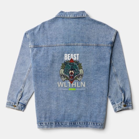 Alpha Beast _ Untamed Wolf Streetwear Fearless  Denim Jacket (Achterkant)