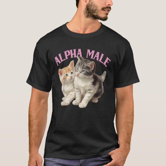 Alpha Cat Male Funny Kitten Ironisch Weird Y2K Hum T-shirt (Voorkant)