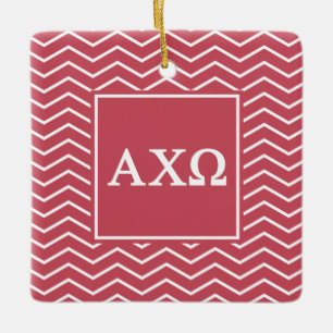 Alpha Chi Omega Chevron Patroon Keramisch Ornament