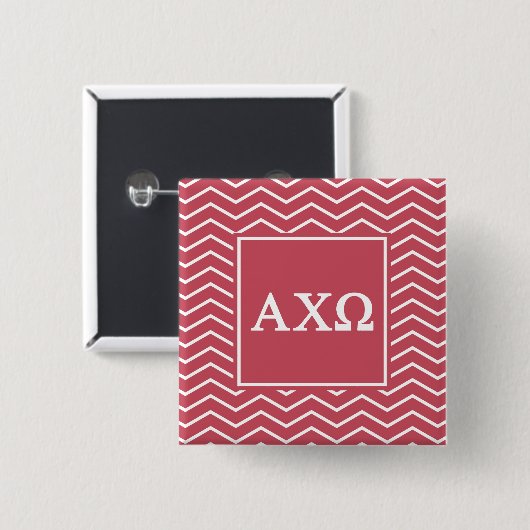 Alpha Chi Omega | Chevron Pattern Vierkante Button 5,1 Cm (Voorkant /achterkant)