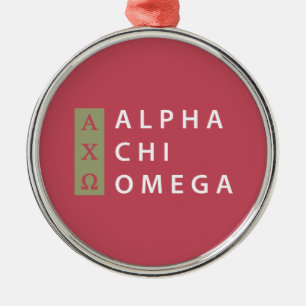 Alpha Chi Omega Gestapeld Logo Metalen Ornament