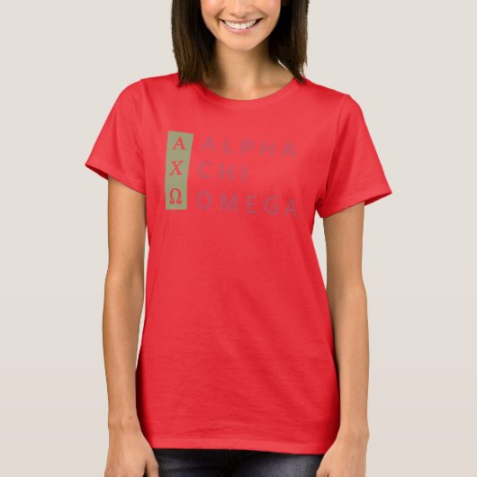 Alpha Chi Omega | Gestapelde Logo T-shirt (Voorkant)