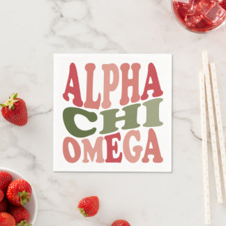 Alpha Chi Omega Groovy Retro Gestapelde Grafiek Servet