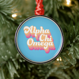Alpha Chi Omega   Groovy Script Metalen Ornament