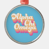 Alpha Chi Omega | Groovy Script Metalen Ornament (Voorkant)