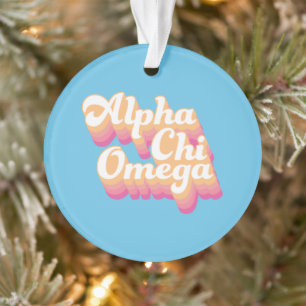 Alpha Chi Omega Groovy Script Ornament