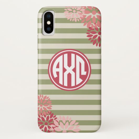 Alpha Chi Omega | Monogram Streeppatroon Case-Mate iPhone Case (Achterkant)