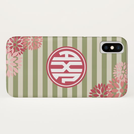 Alpha Chi Omega | Monogram Stripe Patroon Case-Mate iPhone Case (Achterkant (horizontaal))