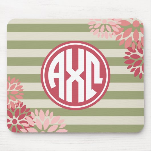 Alpha Chi Omega | Monogram Stripe Patroon Muismat (Voorkant)