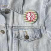 Alpha Chi Omega | Monogram Stripe Patroon Ronde Button 5,7 Cm (In situ)