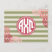 Alpha Chi Omega | Monogram Stripe Pattern Briefkaart (Voorkant)