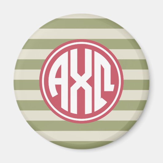 Alpha Chi Omega | Monogram Stripe Pattern Magneet (Voorkant)