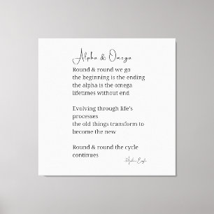 Alpha en Omega gedicht Poëzie Canvas Art Wall Deco Afdruk