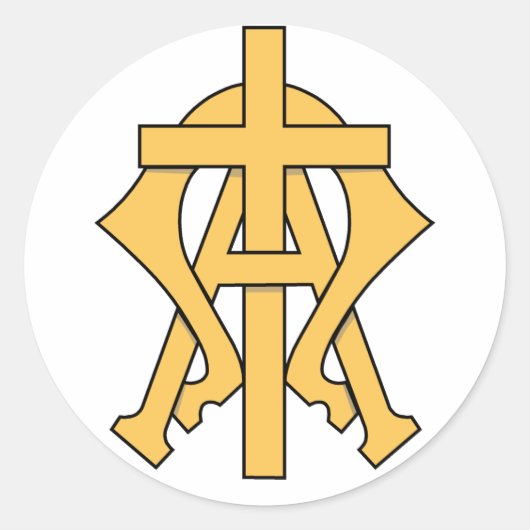 Alpha- en Omega Ronde Sticker (Voorkant)
