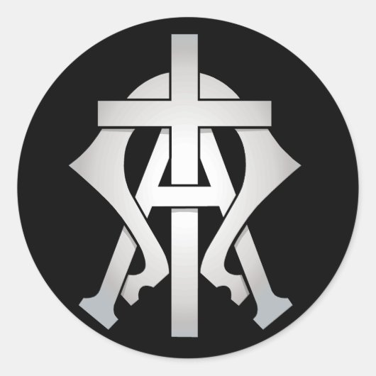 Alpha- en Omega Ronde Sticker (Voorkant)