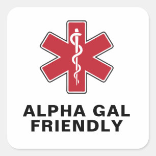 Alpha Gal Vriendelijk Met Medisch Waarschuwings Sy Vierkante Sticker