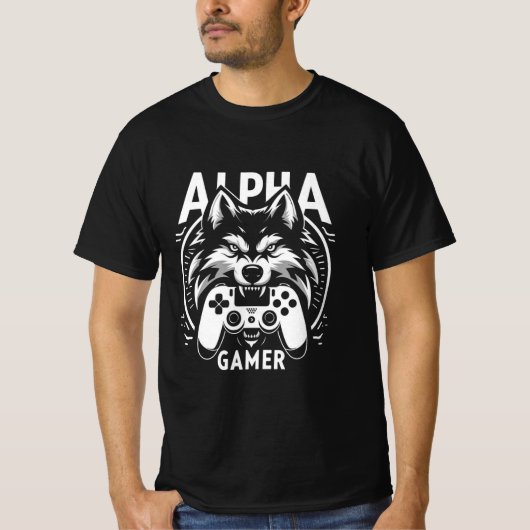 Alpha Gamer Wolf Controller  T-shirt (Voorkant)