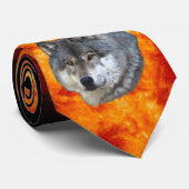 Alpha Grey Wolf & Flaming Sun Wildlife Stropdas (Opgerold)