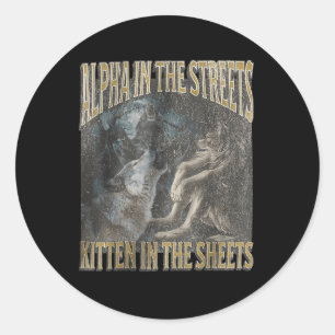 Alpha in de straten kitten grappige weerwolf wolf  ronde sticker