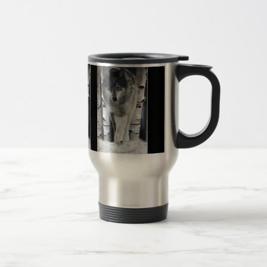 Alpha Man GRIJS HOUT WOLF Wildlife Gift Mokken (Rechts)