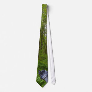 Alpha Man Grijze Wolf & Bos Wildlife Necktie Stropdas