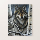 Alpha Timber Wolf Populierbomen Legpuzzel (Verticaal)