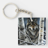 Alpha Timber Wolf Populierbomen Sleutelhanger (Voorkant)