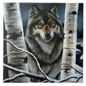 Alpha Timber Wolf Populierbomen Tegeltje (Voorkant)