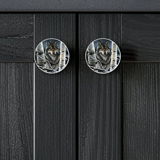 Alpha Timber Wolf Populierboom Keramische Knop