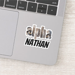 Alpha Voornaam Wolf Eyes met zwarte typografie Sticker