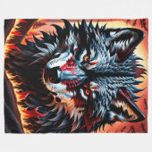 Alpha Wolf Fleece Deken (Voorkant (Horizontaal))