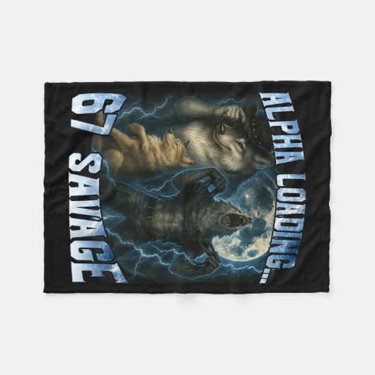 Alpha Wolf Loading 67 Percent Savage Funny Wolves  Fleece Deken (Voorkant (Horizontaal))